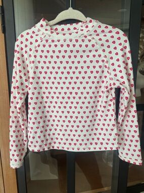 Roller Rabbit rashguard swimsuit top long sleeve hearts print toddler girl